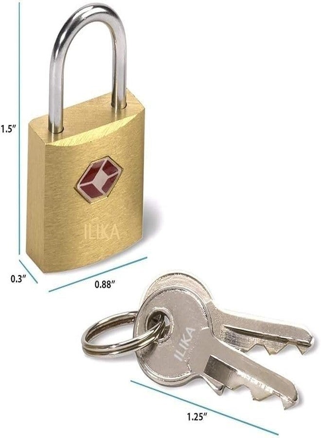 ILIKA Small Brass Lock TSA Approved with Keys,International Locks for Luggage Bag Travelling Locks Padlock (Gold) (1) - Image 2